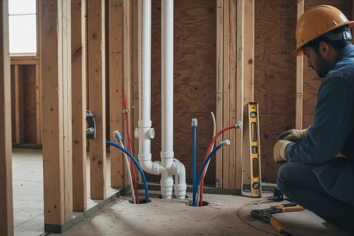 Drain and supply rough-in during Drain Cleaning in Republic